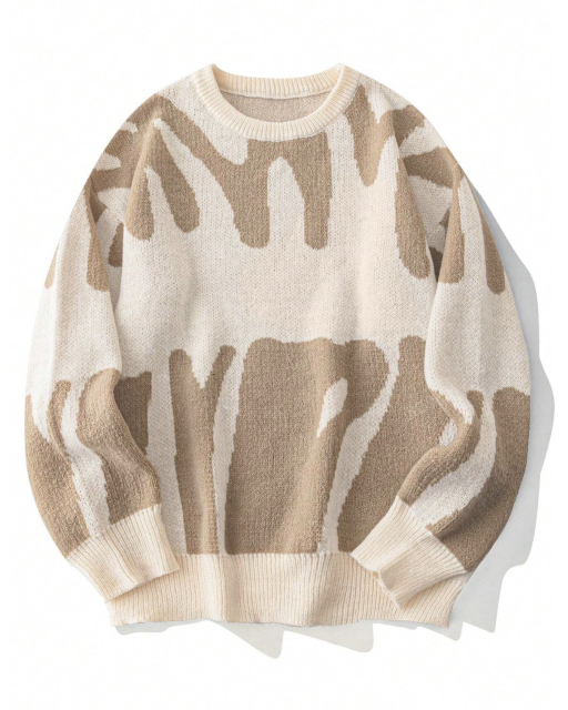 Customizable OEM/ODM Abstract Pattern Crewneck Sweater | Wholesale Fashion Sweaters for Retailers
