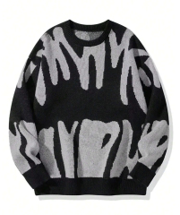 Customizable OEM/ODM Abstract Pattern Crewneck Sweater | Wholesale Fashion Sweaters for Retailers