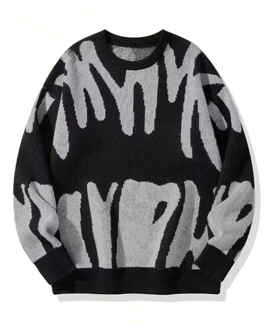 Customizable OEM/ODM Abstract Pattern Crewneck Sweater | Wholesale Fashion Sweaters for Retailers