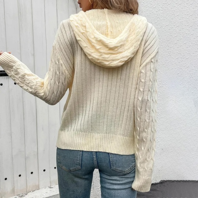 Factory Direct Cozy Cable Knit Zip-Up Hoodie | Customizable Wholesale Apparel | Jubaodi