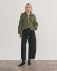 Factory Direct Zip-Up Ribbed Knit Sweater in Olive Green | Custom Wholesale Manufacturer | Jubaodi