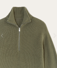 Factory Direct Zip-Up Ribbed Knit Sweater in Olive Green | Custom Wholesale Manufacturer | Jubaodi