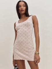 Personalized Pink Lace-Detail Knit Slip Dress - Customizable & Wholesale Options for Retailers