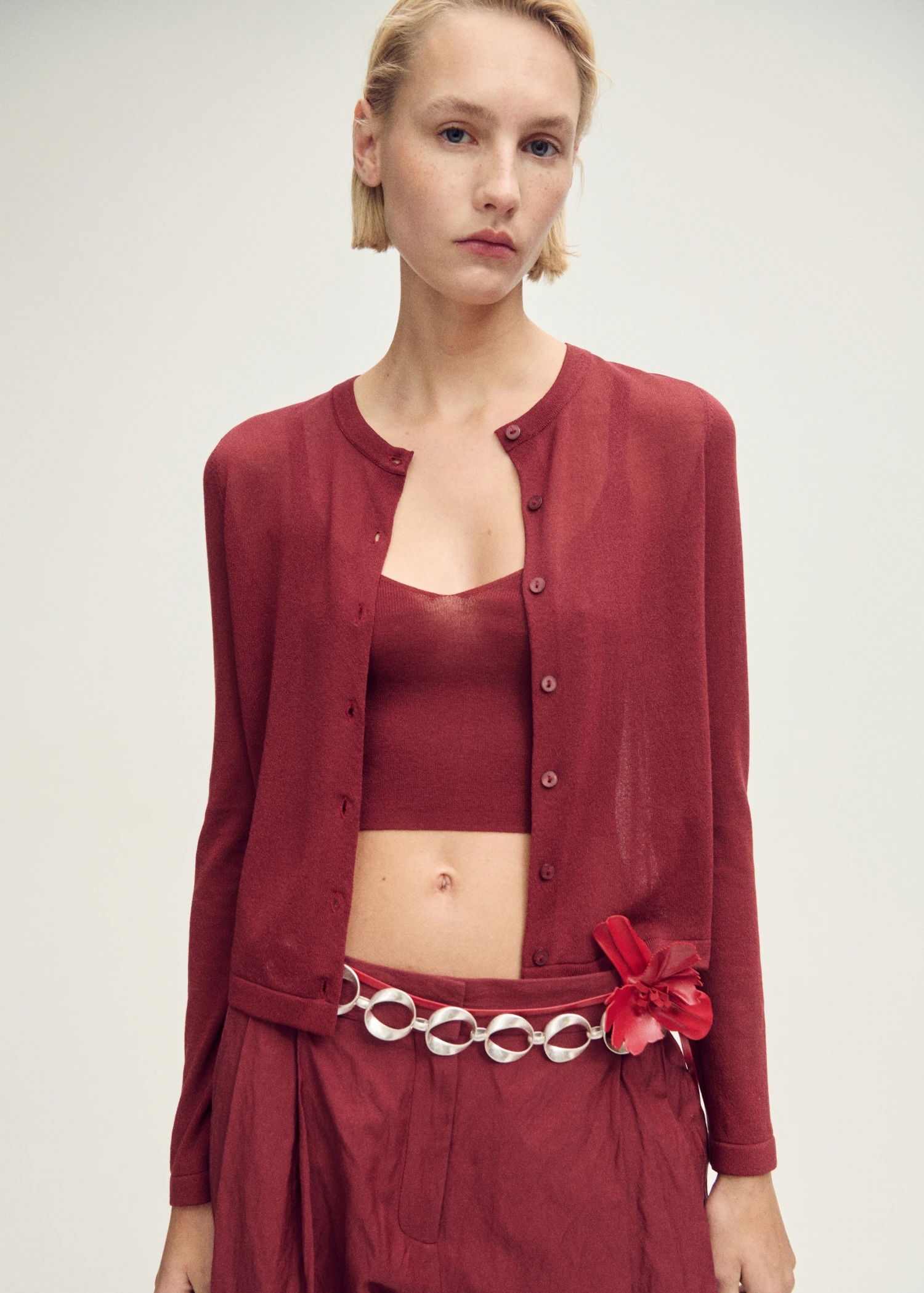OEM Casual Burgundy Cardigan and Set | Wholesale & Custom Apparel by Jubaodi