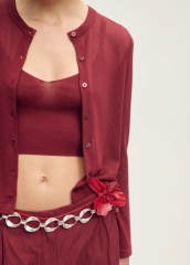 OEM Casual Burgundy Cardigan and Set | Wholesale & Custom Apparel by Jubaodi