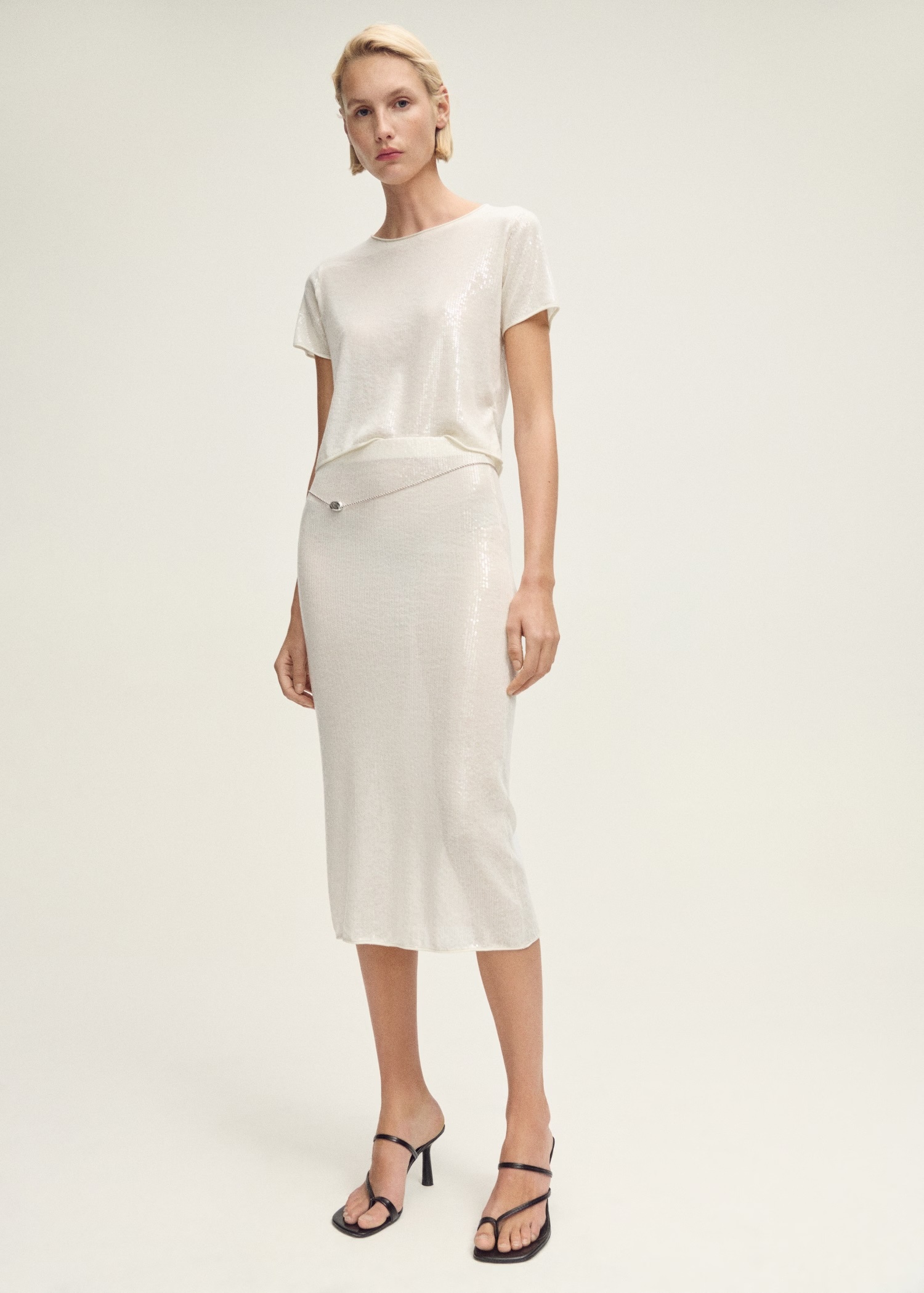 Custom Elegant White Sequin Top and Skirt Set | Wholesale & OEM Apparel by Jubaodi