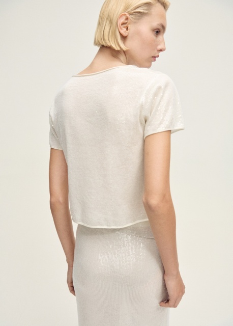 Custom Elegant White Sequin Top and Skirt Set | Wholesale & OEM Apparel by Jubaodi