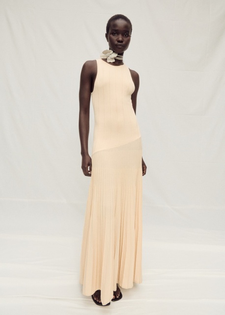 Custom Chic Beige Ribbed Knit Maxi Dress | Wholesale & OEM Apparel by Jubaodi