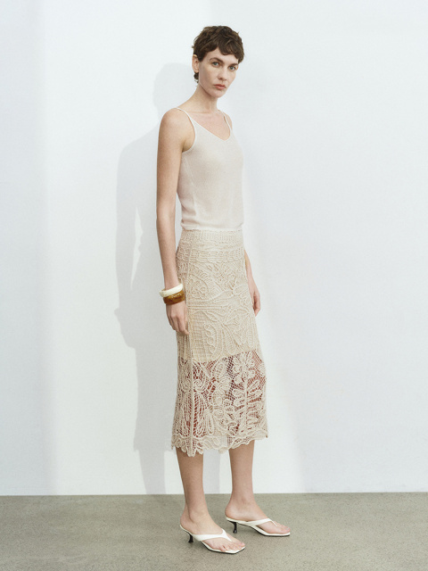Custom Yellow Sheer Button-Down Coat with Crocheted White Skirt | Wholesale & OEM Apparel by Jubaodi