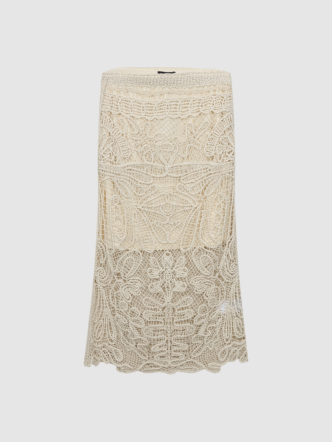 Custom Yellow Sheer Button-Down Coat with Crocheted White Skirt | Wholesale & OEM Apparel by Jubaodi