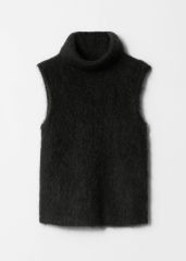 Personalized Black Wool Turtleneck Sleeveless Sweater – Women's Customizable Knit Top | Custom Wholesale, Bulk Manufacturing & Fashion Design Solutions