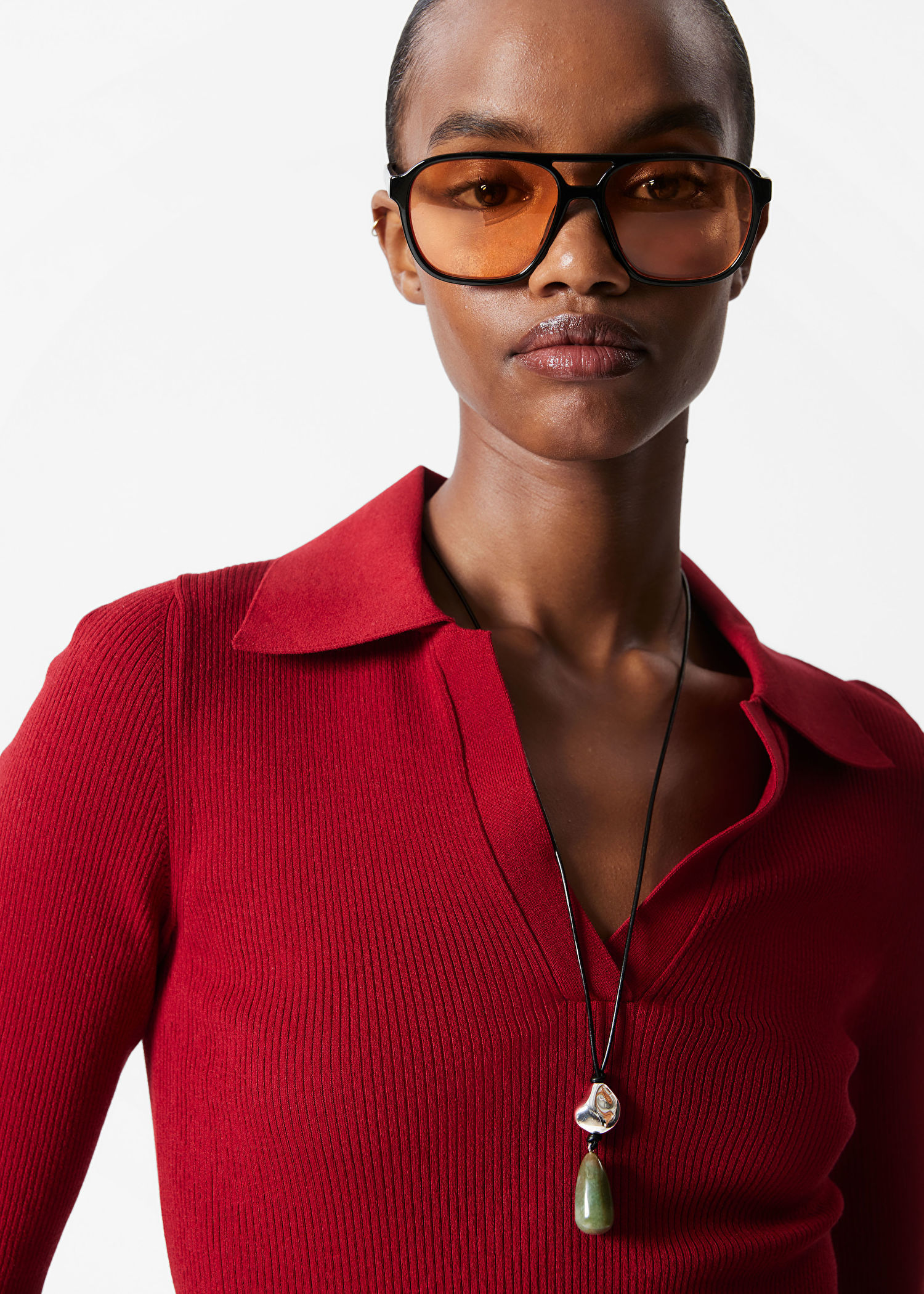 Customized Collared Ribbed Knit Half-Sleeve Top – Women's Fitted Polo Sweater | Customizable Wholesale, Bulk Manufacturing & Fashion Design Solutions