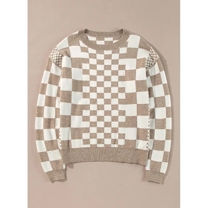 OEM Beige Heart Print Sweater – Customizable Wholesale, Bulk Manufacturing & Fashion Design Solutions