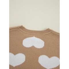OEM Beige Heart Print Sweater – Customizable Wholesale, Bulk Manufacturing & Fashion Design Solutions