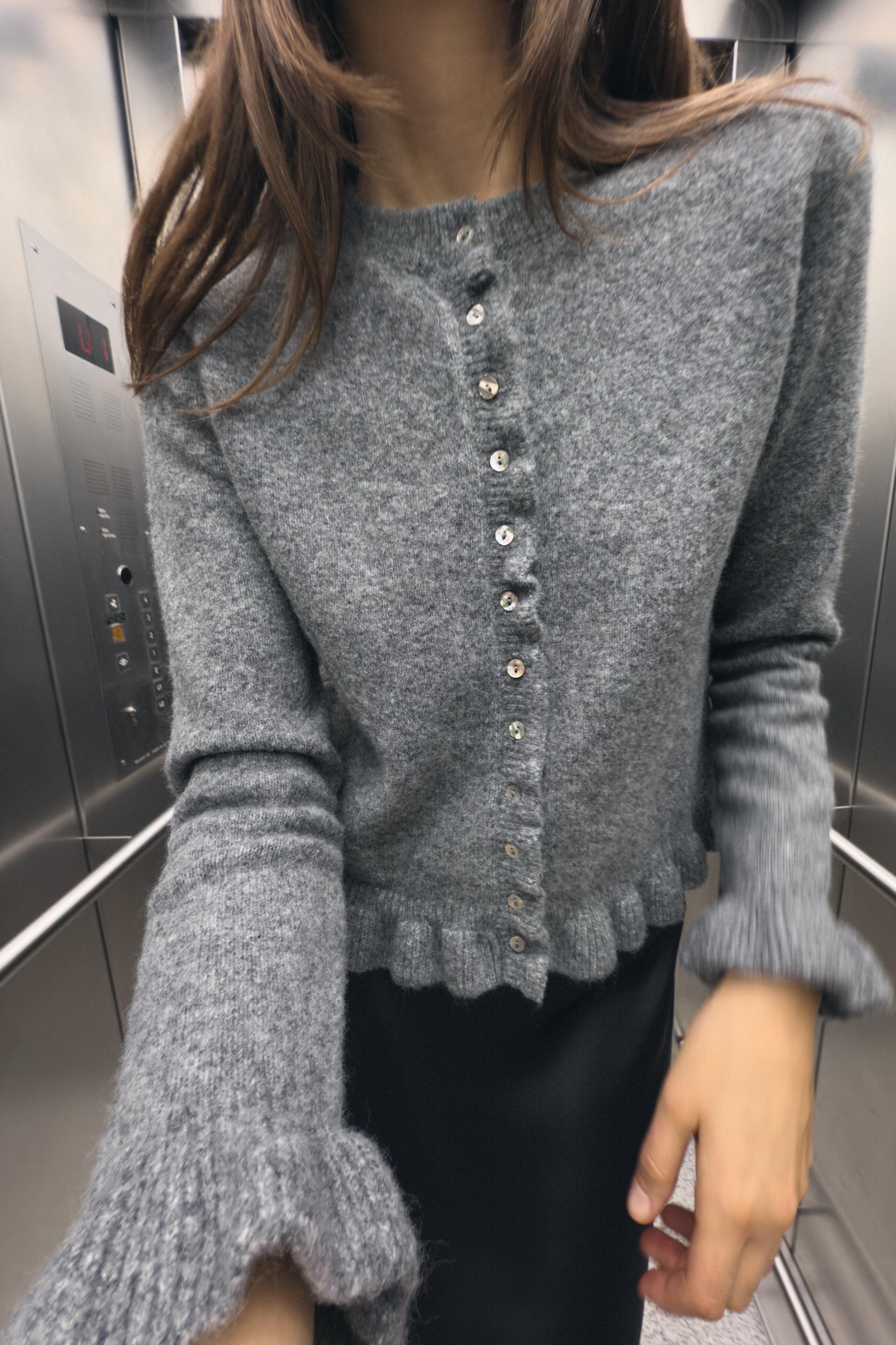 OEM Grey Buttoned Knit Cardigan