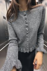 OEM Grey Buttoned Knit Cardigan