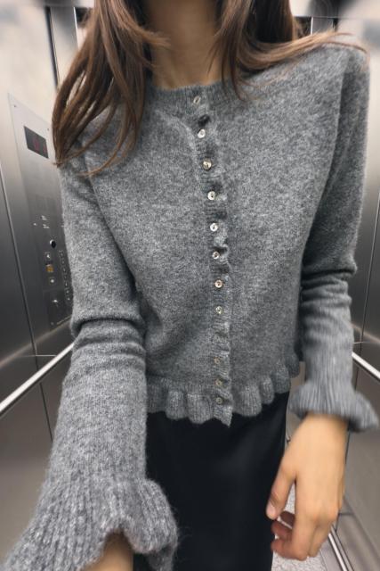 OEM Grey Buttoned Knit Cardigan