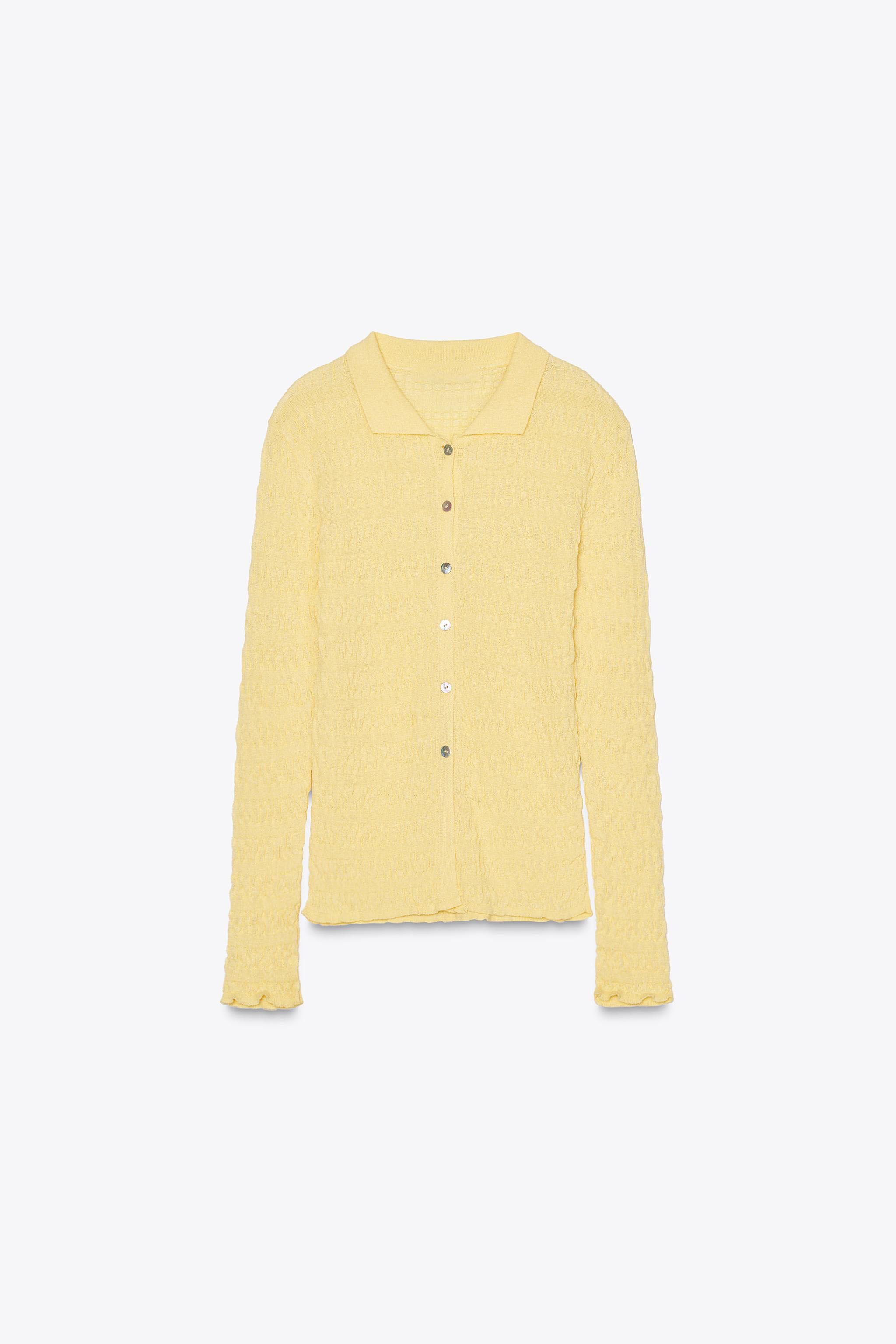 OEM Custom Yellow Button-Down Ribbed Knit Top – Wholesale, Bulk Manufacturing & Custom Design