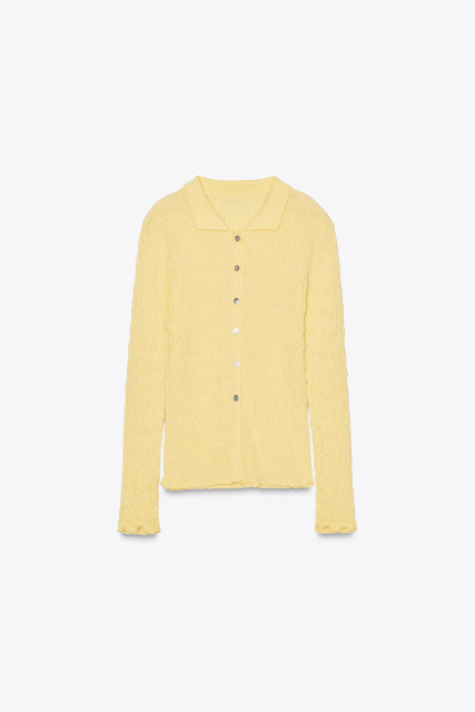 OEM Custom Yellow Button-Down Ribbed Knit Top – Wholesale, Bulk Manufacturing & Custom Design