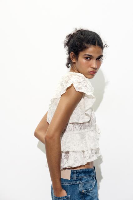 OEM Customizable Ruffled Lace Tie-Front Top – Wholesale, Bulk Manufacturing & Custom Design