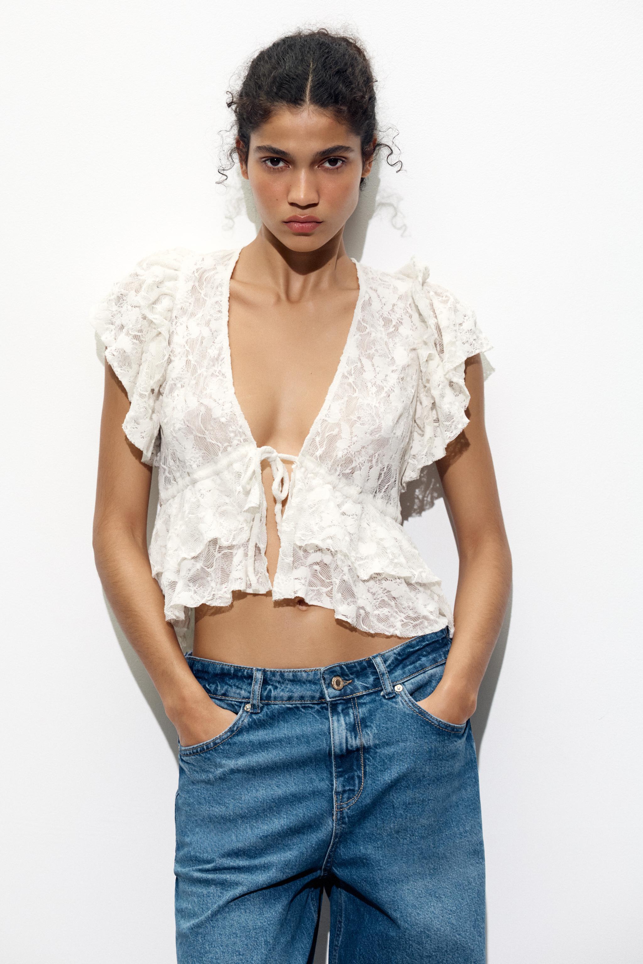 OEM Customizable Ruffled Lace Tie-Front Top – Wholesale, Bulk Manufacturing & Custom Design