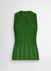 ODM Women’s Ribbed Knit Cross Halter Top – Elegant Sleeveless Fashion in Vibrant ODM Women’s Ribbed Knit Cross Halter Top – Elegant Sleeveless Fashion in Vibrant Green for Wholesale & Custom Manufacturing