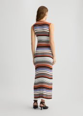 OEM Women's Striped Knit Maxi Dress – Sleeveless Button-Down V-Neck Dress for Wholesale & Custom Manufacturing