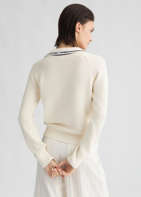 OEM Women's Classic V-Neck Knit Sweater – Elegant Long-Sleeve Pullover with Contrast Trim for Wholesale & Custom Manufacturing