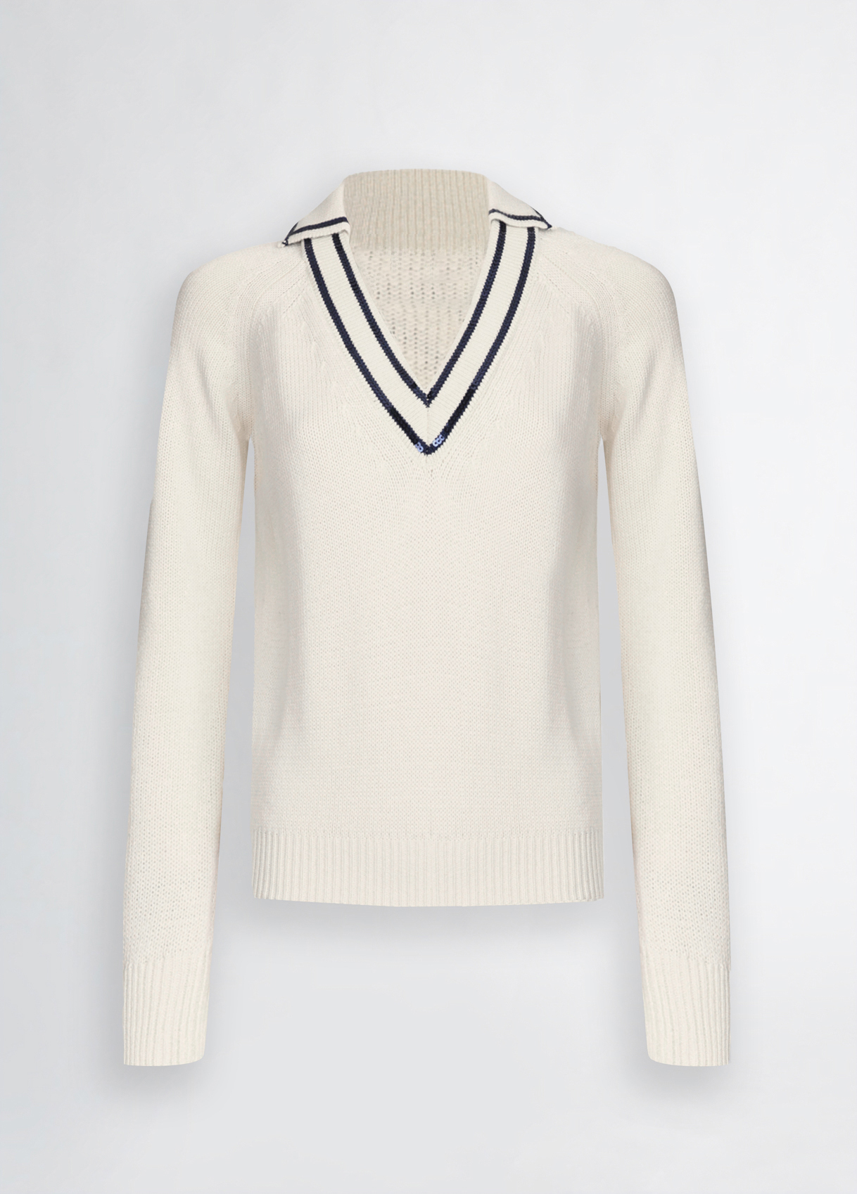 OEM Women's Classic V-Neck Knit Sweater – Elegant Long-Sleeve Pullover with Contrast Trim for Wholesale & Custom Manufacturing