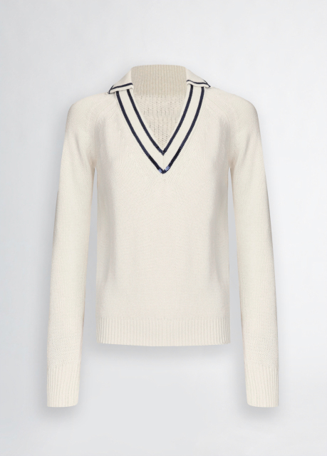 OEM Women's Classic V-Neck Knit Sweater – Elegant Long-Sleeve Pullover with Contrast Trim for Wholesale & Custom Manufacturing