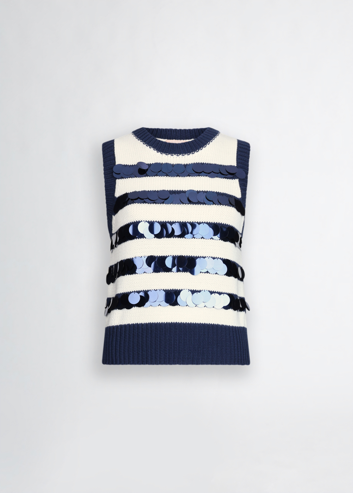 ODM Women’s Navy Pleated Skirt with Sequin Striped Knit Top – Sleeveless Dress for Wholesale & Custom Manufacturing