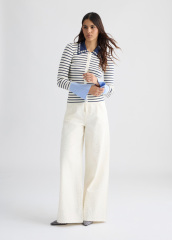 OEM Women’s Striped Button-Down Cardigan with Floral Collar – Elegant Long Sleeve Cardigan for Wholesale & Custom Manufacturing