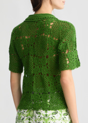 OEM Women's Green Crochet Button-Down Top – Lightweight & Breathable Crochet Shirt for Wholesale & Custom Manufacturing