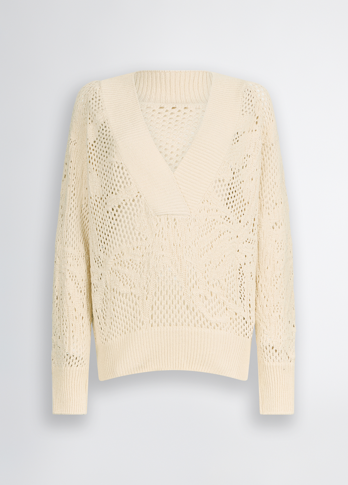 OEM Women's Cream Knit V-Neck Sweater – Oversized Breathable Knit Top for Wholesale & Custom Manufacturing