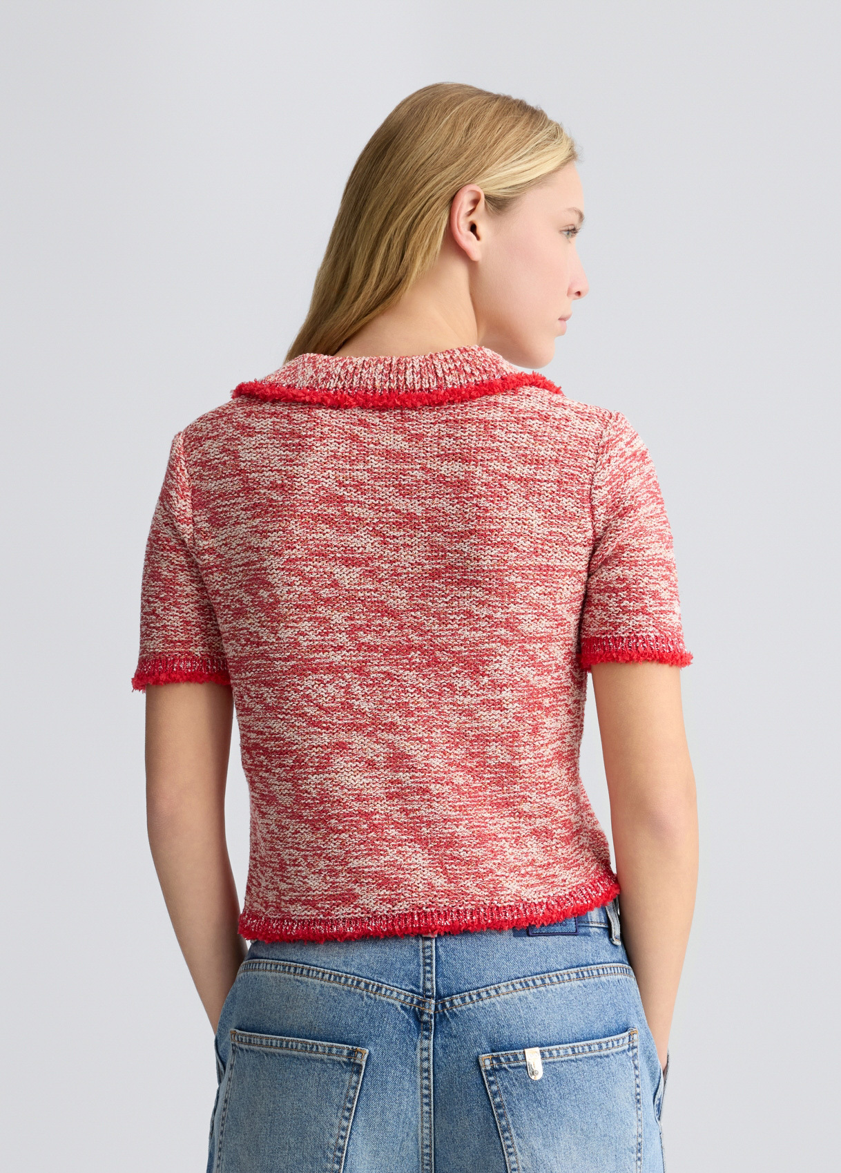 OEM Women’s Red and White Knit Polo Top – Comfortable & Stylish Polo Shirt for Wholesale & Custom Manufacturing
