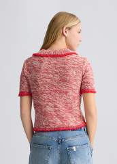 OEM Women’s Red and White Knit Polo Top – Comfortable & Stylish Polo Shirt for Wholesale & Custom Manufacturing