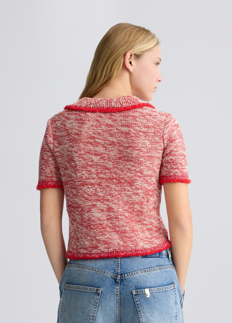 OEM Women’s Red and White Knit Polo Top – Comfortable & Stylish Polo Shirt for Wholesale & Custom Manufacturing