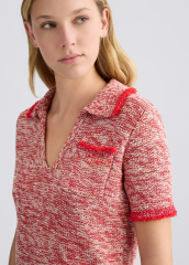OEM Women’s Red and White Knit Polo Top – Comfortable & Stylish Polo Shirt for Wholesale & Custom Manufacturing
