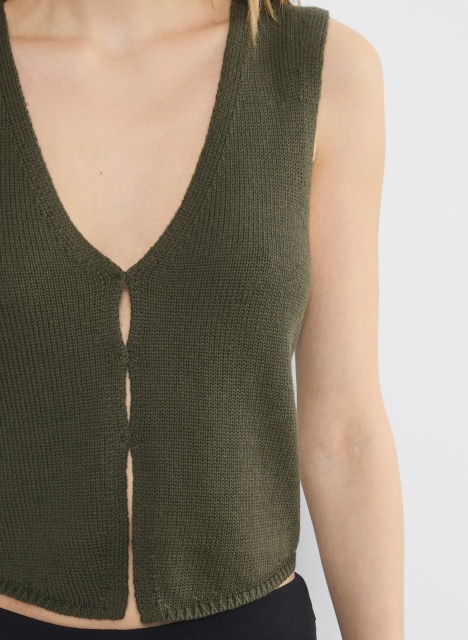OEM ODM Olive Green Cropped Button-Up Top and Black Flared Pants Set – Lightweight Knit Set for Wholesale & Custom Manufacturing