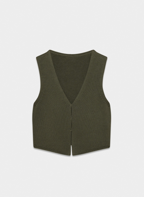 OEM ODM Olive Green Cropped Button-Up Top and Black Flared Pants Set – Lightweight Knit Set for Wholesale & Custom Manufacturing