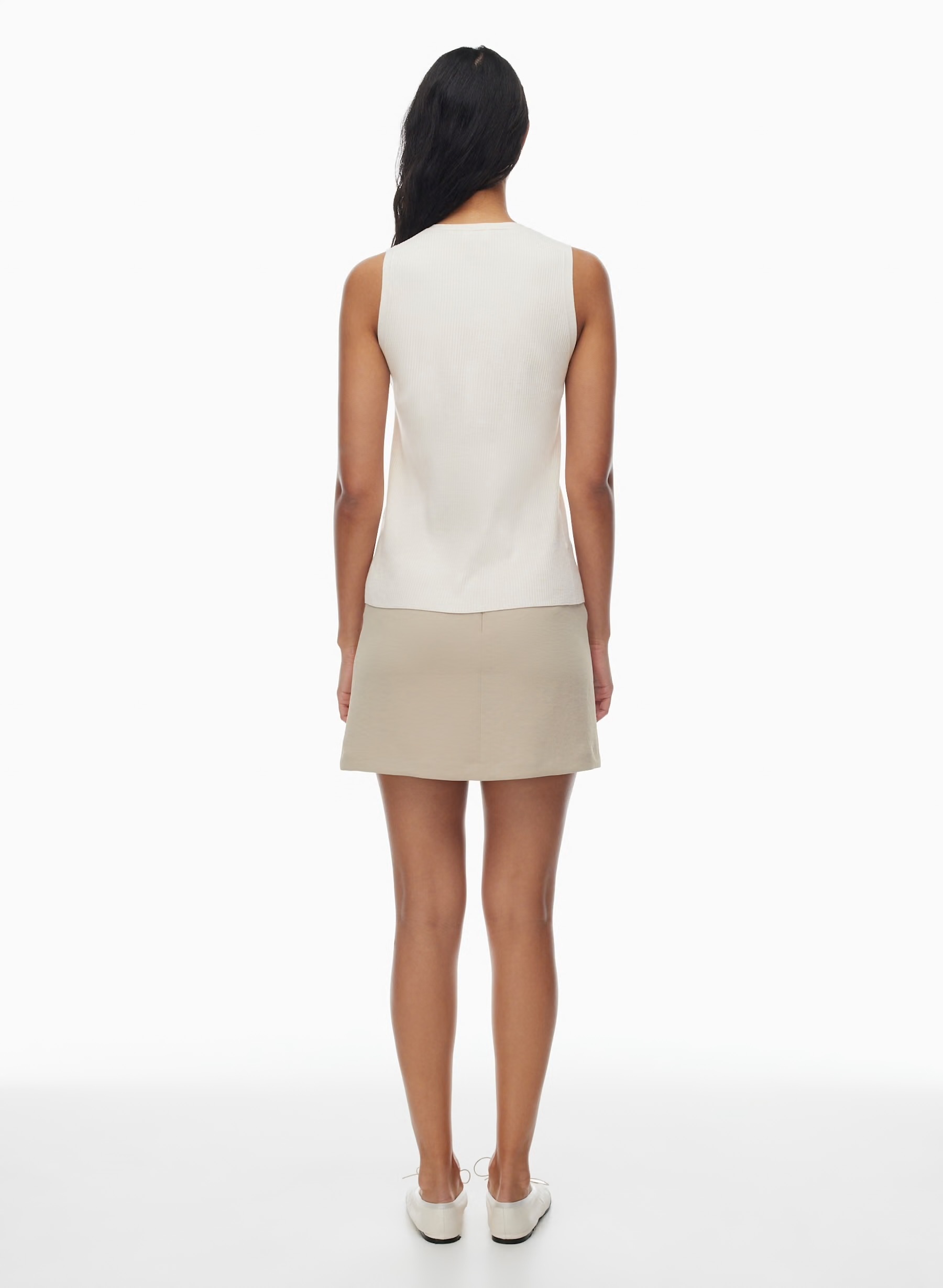 OEM ODM Custom Design Cream Ribbed Button-Front Top and Beige Mini Skirt Set – Stylish Two-Piece Outfit for Wholesale & Custom Manufacturing
