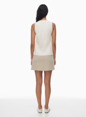 OEM ODM Custom Design Cream Ribbed Button-Front Top and Beige Mini Skirt Set – Stylish Two-Piece Outfit for Wholesale & Custom Manufacturing
