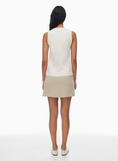 OEM ODM Custom Design Cream Ribbed Button-Front Top and Beige Mini Skirt Set – Stylish Two-Piece Outfit for Wholesale & Custom Manufacturing