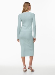 OEM ODM Wholesale Light Blue Knit Tie-Front Cardigan and Skirt Set – Soft, Stylish Two-Piece Set for Wholesale & Custom Manufacturing