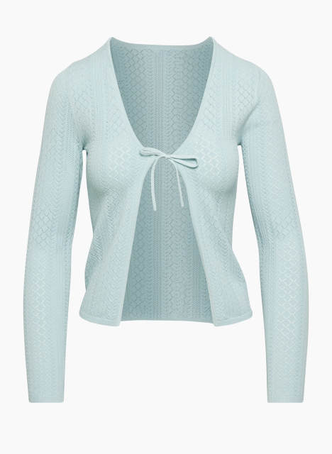 OEM ODM Wholesale Light Blue Knit Tie-Front Cardigan and Skirt Set – Soft, Stylish Two-Piece Set for Wholesale & Custom Manufacturing