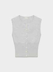 OEM ODM Grey Sleeveless Button-Front Knit Cardigan – Soft, Stylish Cardigan for Wholesale & Custom Manufacturing