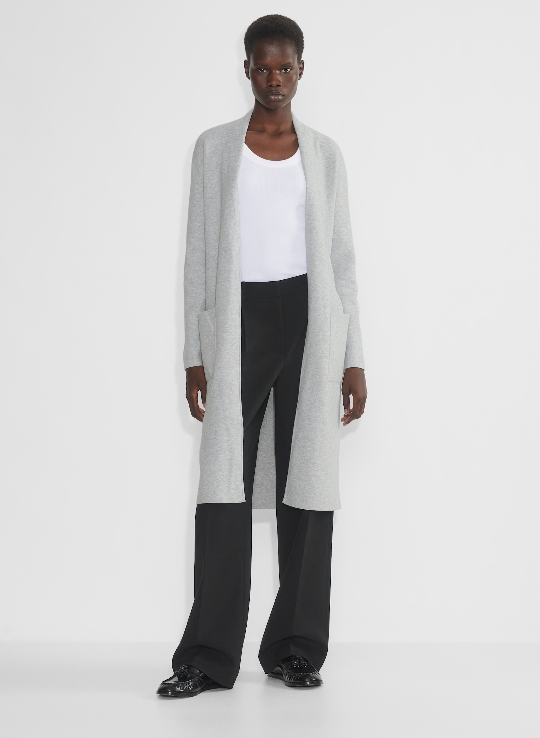 OEM ODM Factory Direct Grey Long Knit Belted Cardigan – Stylish, Comfortable Cardigan for Wholesale & Custom Manufacturing