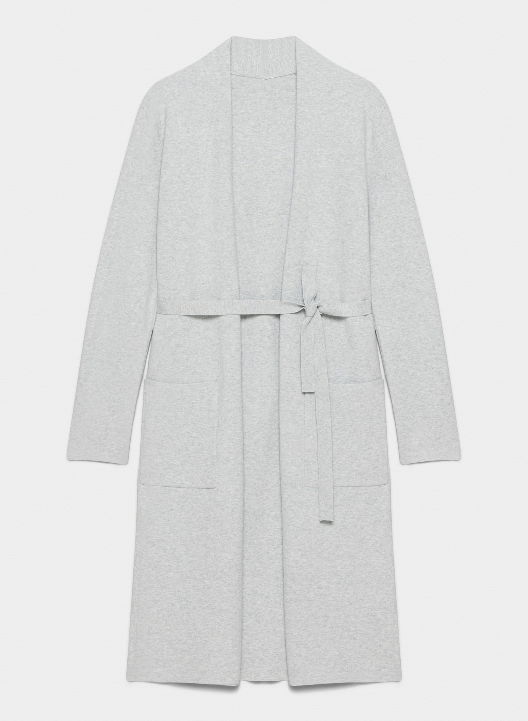 OEM ODM Factory Direct Grey Long Knit Belted Cardigan – Stylish, Comfortable Cardigan for Wholesale & Custom Manufacturing