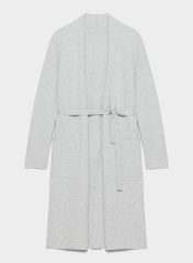 OEM ODM Factory Direct Grey Long Knit Belted Cardigan – Stylish, Comfortable Cardigan for Wholesale & Custom Manufacturing