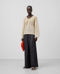 Customizable Lightweight Sheer Knit V-Neck Top - Wholesale, Low MOQ, Ideal for Spring/Summer Collections